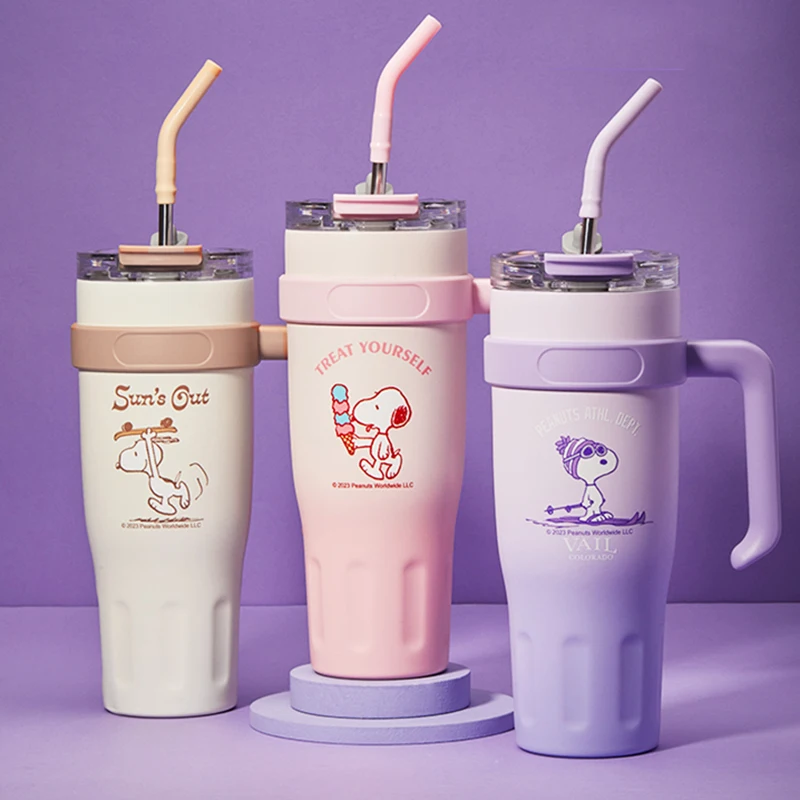 

Snoopy Big Mac Thermos Cup Large Capacity Stainless Steel Water Cup Girl High Appearance Level Ice Bully Cup Kettle Straw Cup