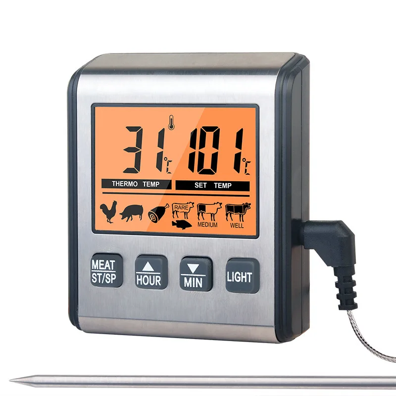 Digital Kitchen BBQ Backlight Thermometer with Timer Function Probe Temperature Gauge Meat Food Temperature Tools 
Digital Kitchen BBQ Backlight Thermometer with Timer Function Probe Temperature Gauge Meat Food Temperature Tools