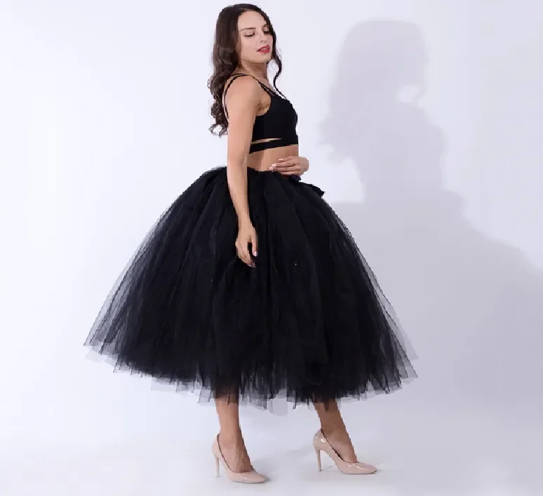 

Black Hoopless Long Petticoat Wedding Crinoline Ball Gown Underskirt Layers Tulle Skirt Woman Adult Tutu Bridal Accessories