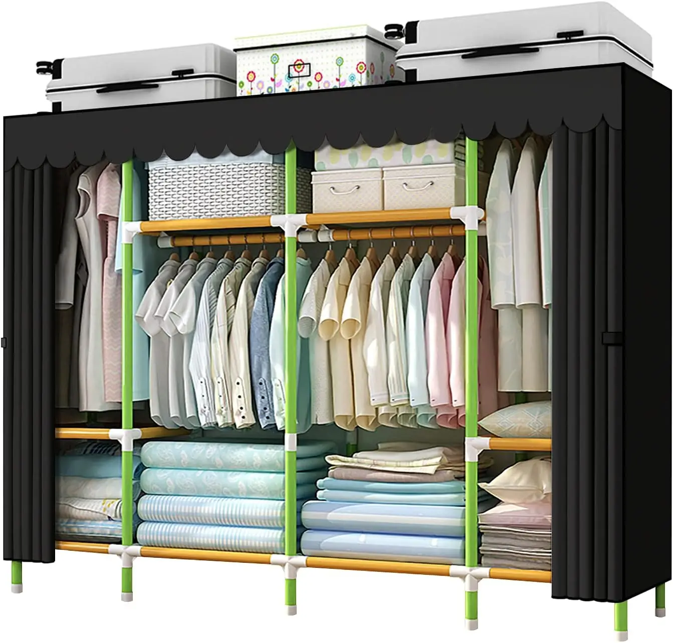 

YOUUD Portable Closet 79 Inches Portable Wardrobe Closet for Hanging Clothes with 4 Handing Rods 25mm Colored Iron Tube and