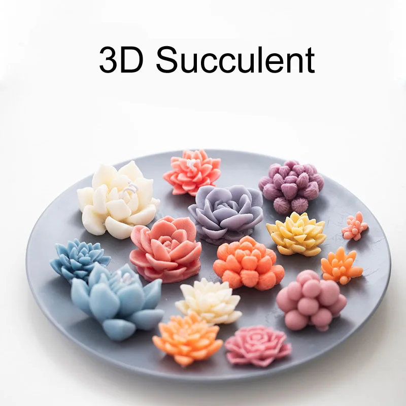 

3D Succulent Silicone Molds Kit Candle Gypsum Form Epoxy Resin Casting Mold for DIY Cute Flower Plant Handmade Making Home Decor