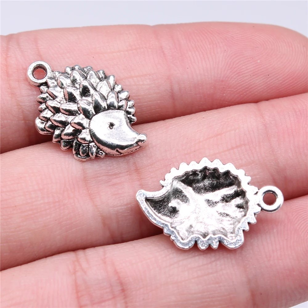 

120pcs 22x14mm Charms Wholesale Hedgehog Charms Wholesale DIY Jewelry Findings Antique Silver Color Alloy Charms