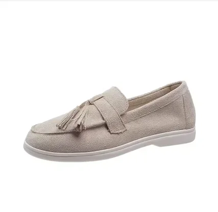Womens Flock Thick Bottom Driving Shoes Round Toe Flock Tassel White Sole Soft Moccasines In Green Black Wide Fits Slip-On 35-45 Womens Flock Thick Bottom Driving Shoes Round Toe Flock Tassel White Sole Soft Moccasines In Green Black Wide Fits Slip-On 35-45