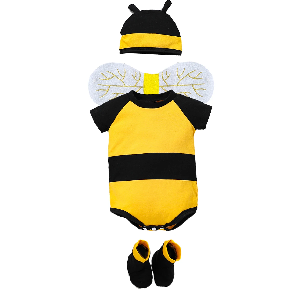 

Umorden 1-12M Baby Boys Girls Honeybee Bee Costume Bodysuit Hat Wings Socks Set Birthday Photography Fancy Dress