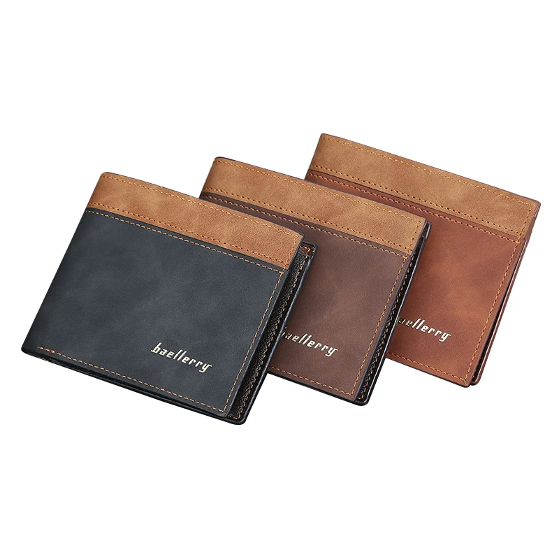 

Matte Slim Patchwork Wallet for Men Casual Bifold Open Money Clip Credit Card Holder Business Short Purses Cash Mens Wallet