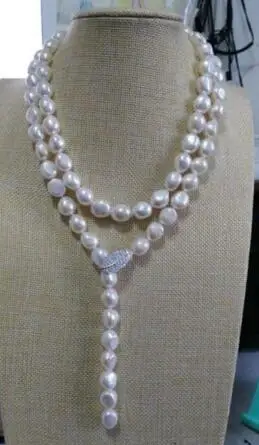 

Лидер продаж, элегантное ожерелье из натурального белого жемчуга в стиле барокко, 12-13 мм, 35 дюймов, 925s