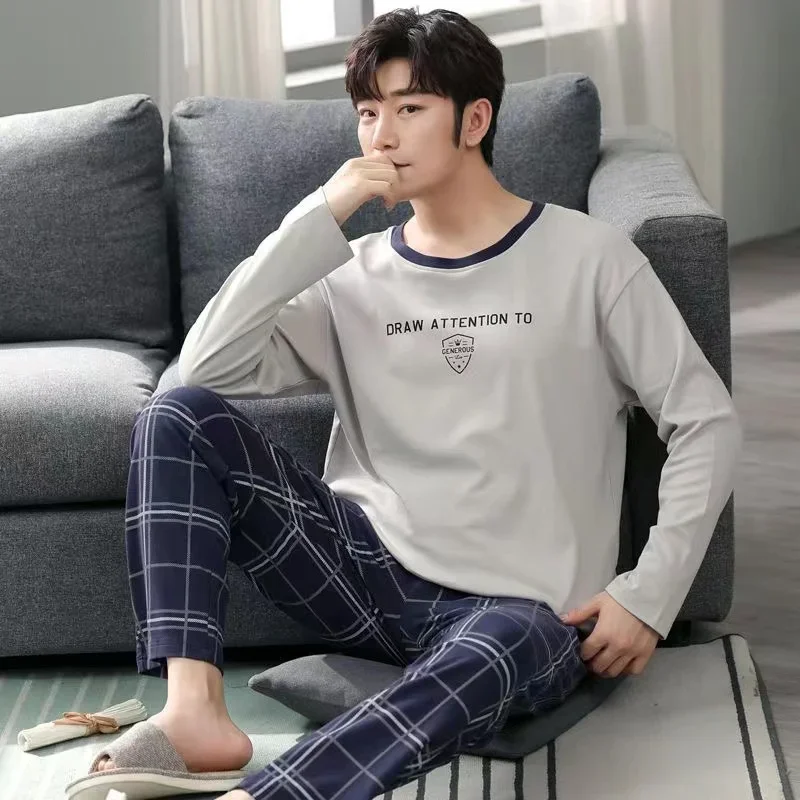 

SUO&CHAO 2023 New Pajamas Sets For Men's Long Sleeve Round Neck Tops And Pants Print Pyjamas Nightgown Sleepwear Homewear