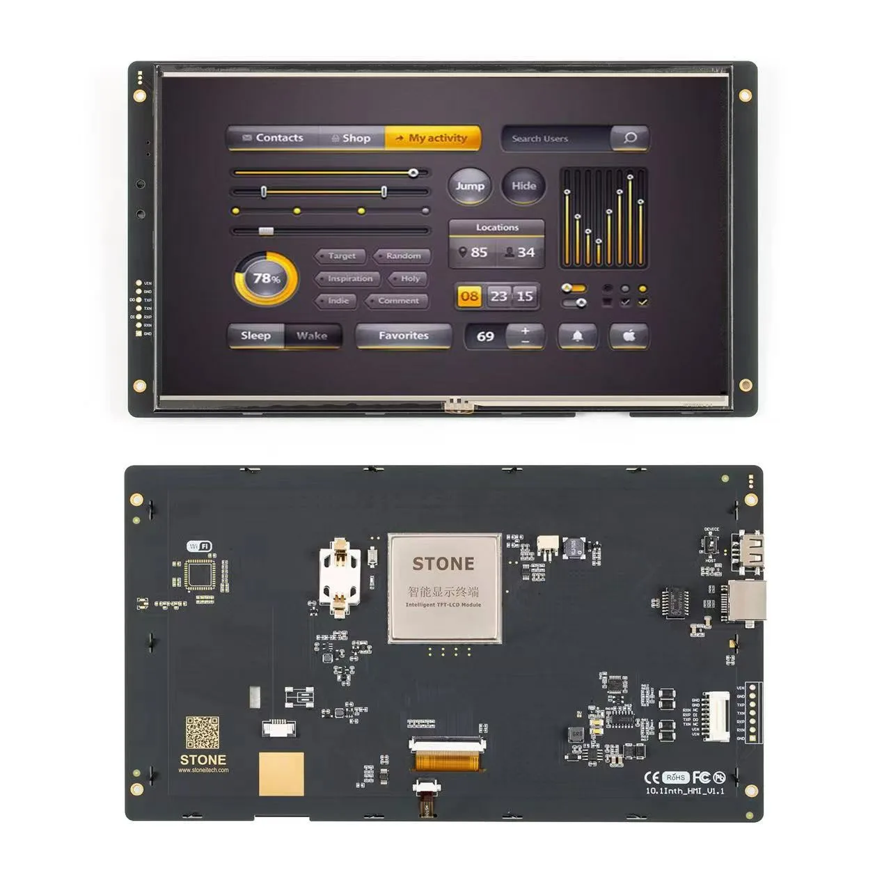 

TFT Touch Panel 10.1" Fully compatible with RS232/TTL UART Interface & USB port TFT monitor & Touch controller RS232