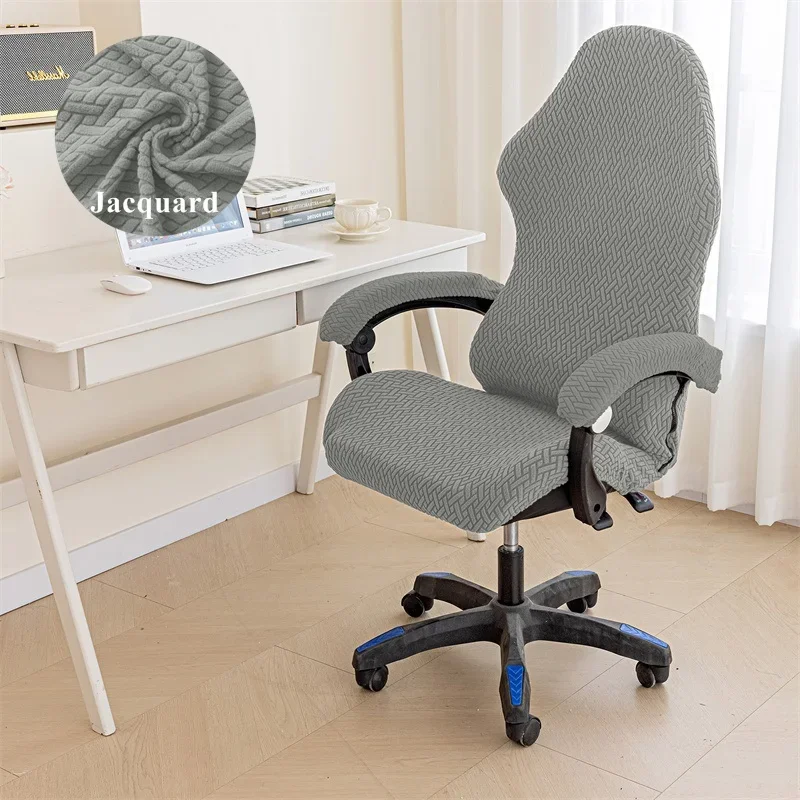 

Stretch Office Chair Cover Jacquard Gaming Chairs Covers Soild Computer Armchair Slipcover Dustproof Protector Seat Case Study