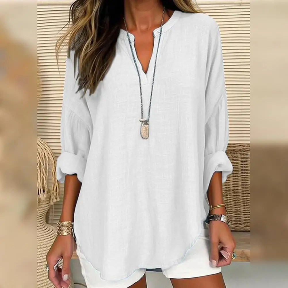 V Neck Top Women Loose Cut Top Vintage-inspired Women's V-neck Blouse Soft Breathable Stylish Mid-length Top for Spring Fall
V Neck Top Women Loose Cut Top Vintage-inspired Women's V-neck Blouse Soft Breathable Stylish Mid-length Top for Spring Fall