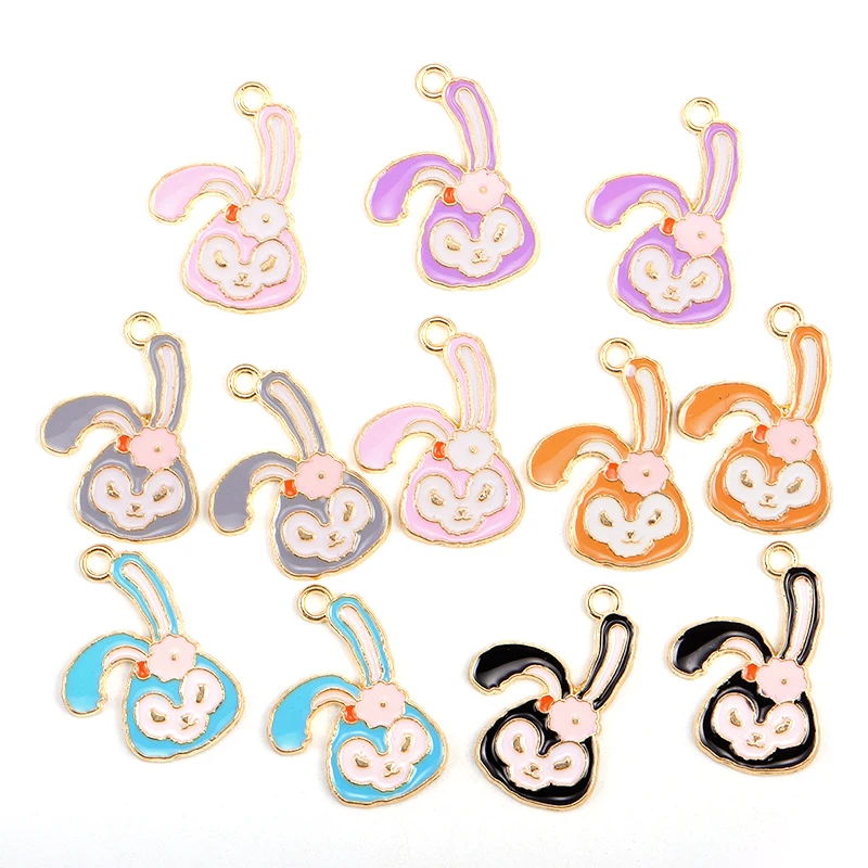 

15Pcs 22*15MM Mixed Enamel Alloy Cute Cartoon Rabbit Charm Women Pendant Found DIY Necklace Earrings Bracelet Making Accessories