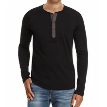 Men T-shirt Spring Autumn Fashion Solid Color Loose Pullover T-shirt Men Button Long Sleeve O-Neck T-shirt Streetwear Vintage 
Men T-shirt Spring Autumn Fashion Solid Color Loose Pullover T-shirt Men Button Long Sleeve O-Neck T-shirt Streetwear Vintage