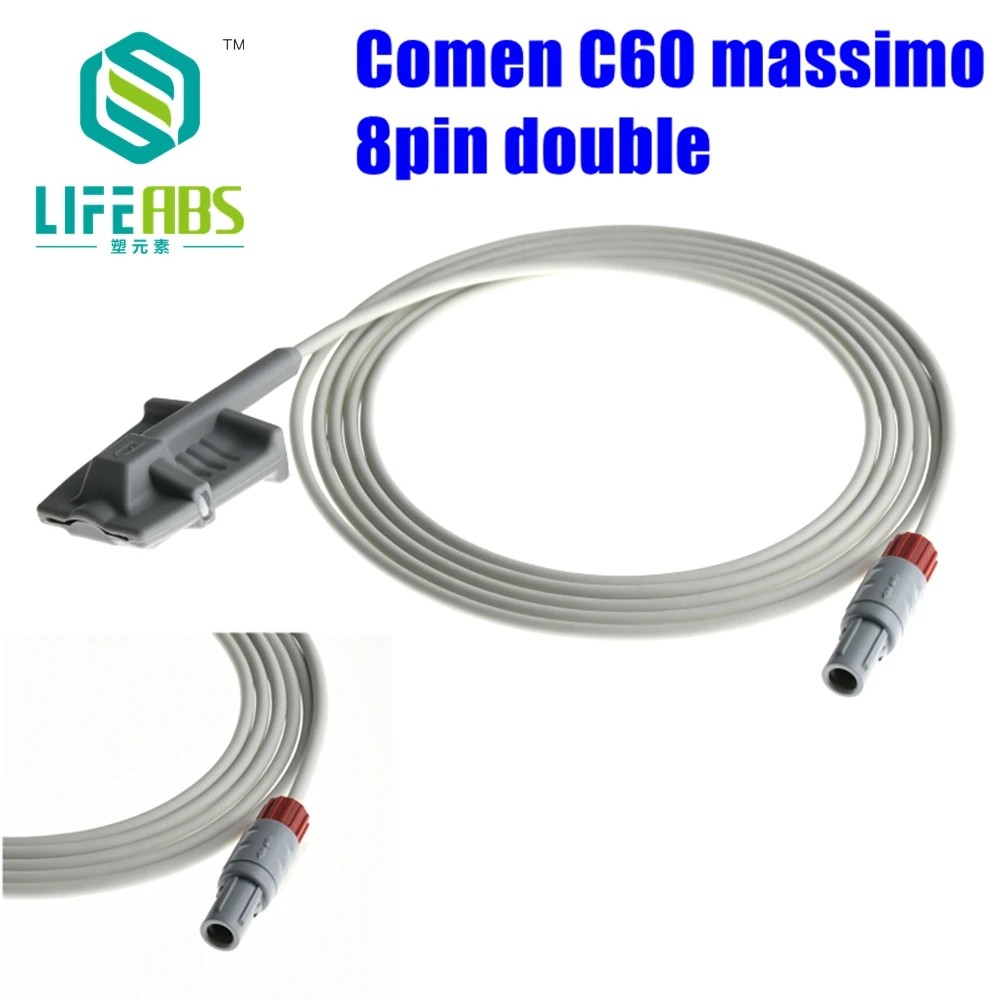 

Child Finger Clip Ear Clip Silicone Long Cable Reusable Spo2 Oxygen Sensor for Comen C60 masimo,8pin Double Patient Monitor