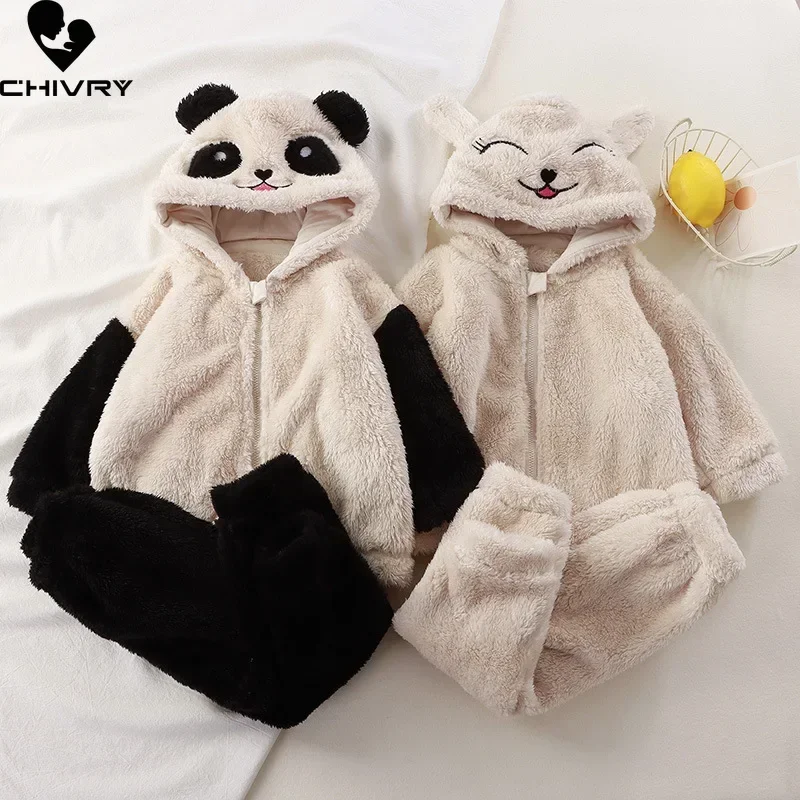 New Winter Baby Thicken Warm Soft Flannel Pajamas Boys Girls Cartoon Panda Rabbit Zipper Hooded Sleepwear Clothing Sets Pyjamas
New Winter Baby Thicken Warm Soft Flannel Pajamas Boys Girls Cartoon Panda Rabbit Zipper Hooded Sleepwear Clothing Sets Pyjamas
