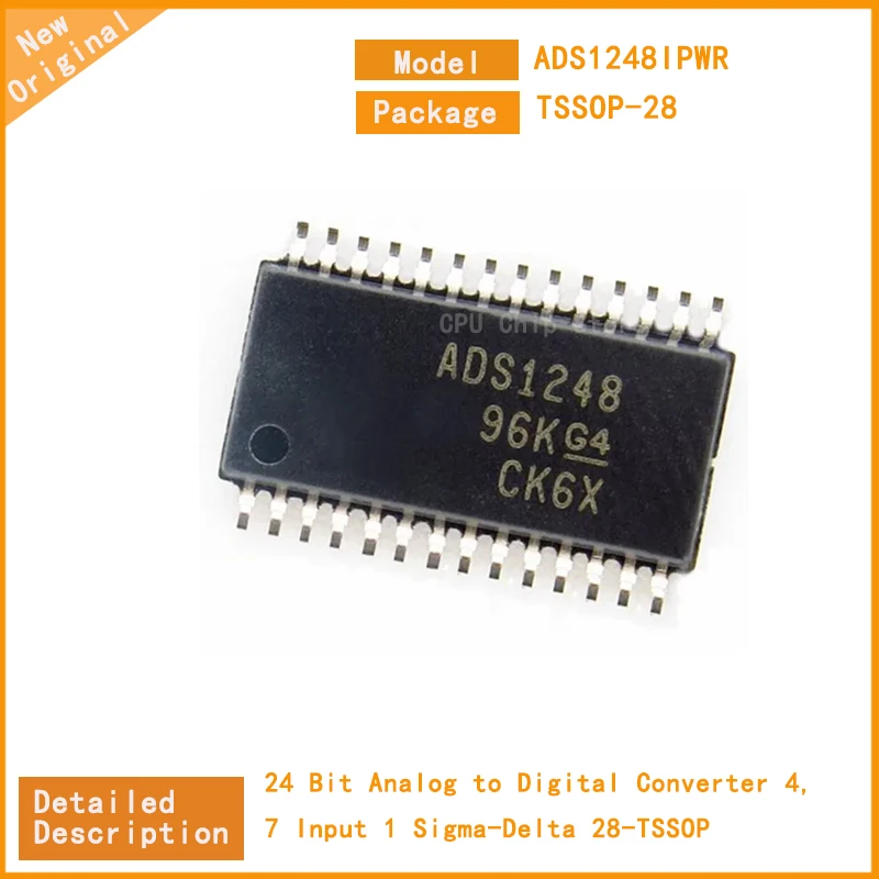 

5Pcs/Lot New Original ADS1248IPWR ADS1248 24 Bit Analog to Digital Converter 4, 7 Input 1 Sigma-Delta 28-TSSOP