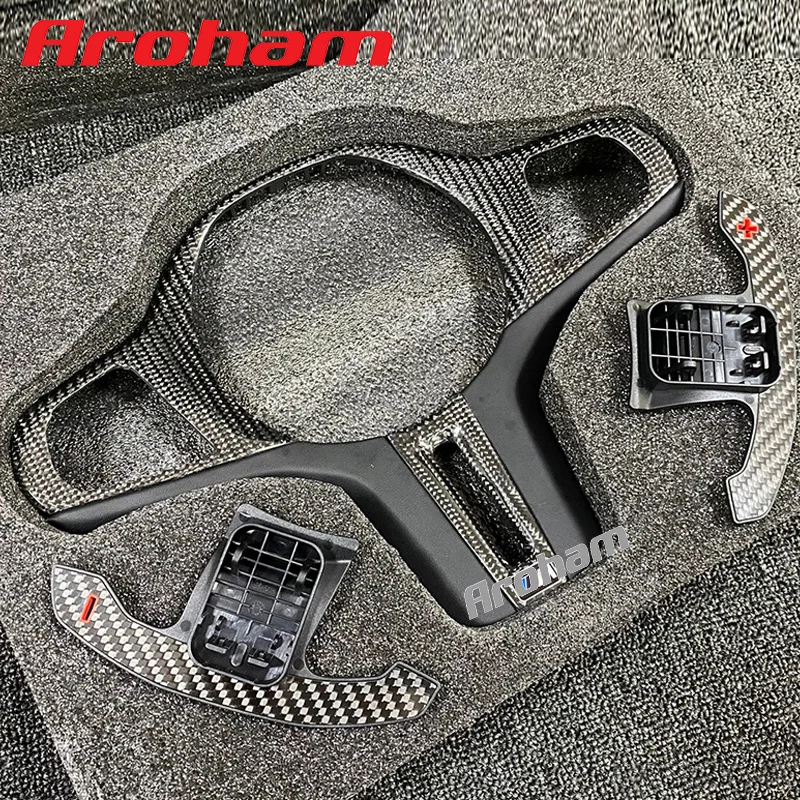 

Aroham Carbon Fiber Steering Wheel Panel Decoration Cover Trim For BMW 3/4/5/6/7 Series G20 G30 G32 G80 G02 F90 F98 X3M X4M