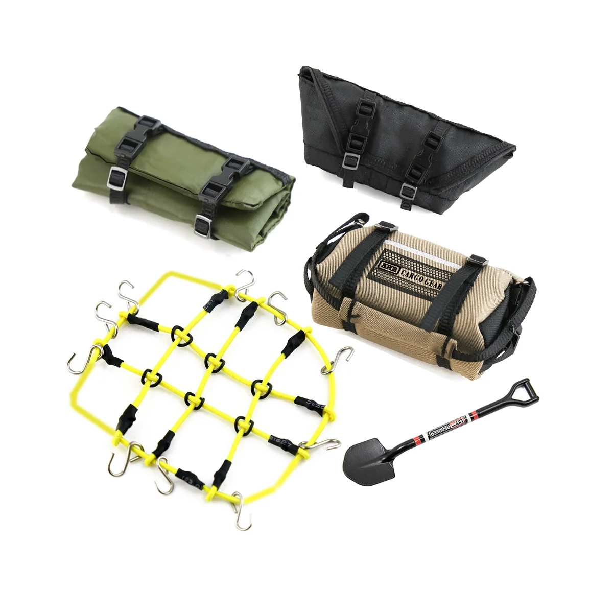 5Pcs Storage Bag Roof Bag Sleeping Bag Luggage Net Shovel Decoration for TRX4M Axial SCX24 1/18 1/24 RC Crawler Car,4
5Pcs Storage Bag Roof Bag Sleeping Bag Luggage Net Shovel Decoration for TRX4M Axial SCX24 1/18 1/24 RC Crawler Car,4