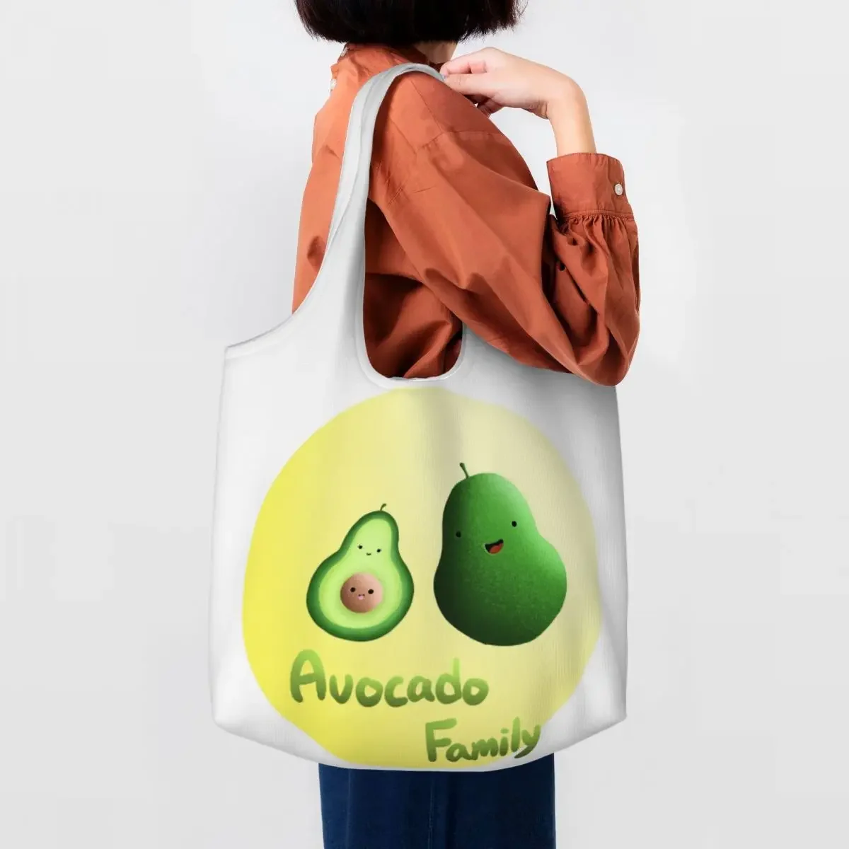 

Avocado Family Grocery Shopping Tote Bag Women Fruit Vegan Canvas Shopper Shoulder Bags Large Capacity Bags Photography Handbags