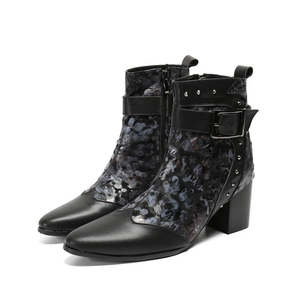 Printing Black Buckle Genuine Leather High Heels Pointed Toe Boots Male Fashion Party Wedding Motorcycle Cowboy Dress Shoe
Printing Black Buckle Genuine Leather High Heels Pointed Toe Boots Male Fashion Party Wedding Motorcycle Cowboy Dress Shoe