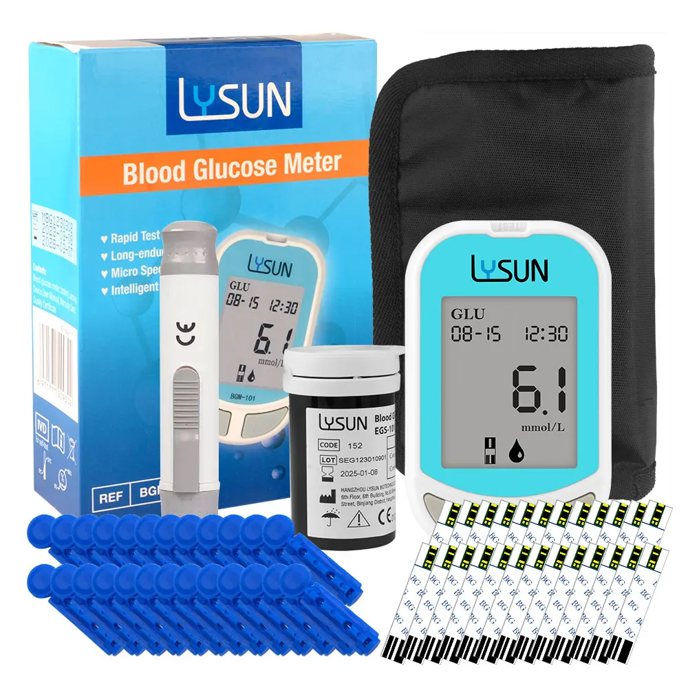 

Набор для контроля уровня сахара в крови с 50 тест-полосками, 50 ланцетами, 1 Глюкометром, дорожное устройство для измерения уровня сахара в крови при диабете