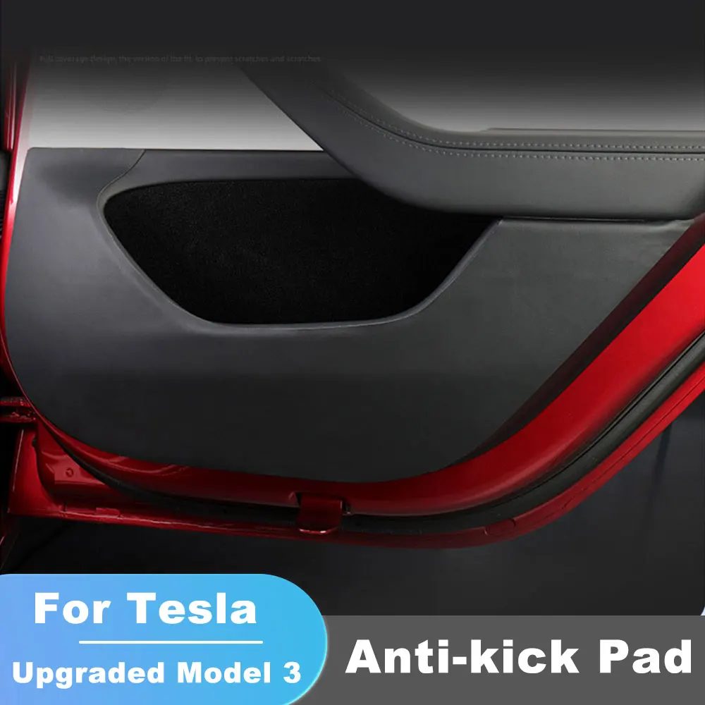 

For Tesla Model 3 Highland 2024 Leather Door Anti-Kick Sticker Glove box Soil-Proof Mat Children's Kick Pad Car Accessories