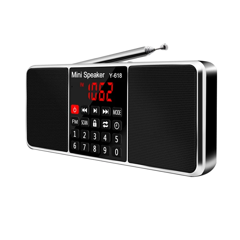 Цифровой FM-радиоприемник, динамик, MP3-плеер, поддержка TF-карты, USB-накопитель, дисплей, Выключение времени, портативные радиостанции 
Цифровой FM-радиоприемник, динамик, MP3-плеер, поддержка TF-карты, USB-накопитель, дисплей, Выключение времени, портативные радиостанции