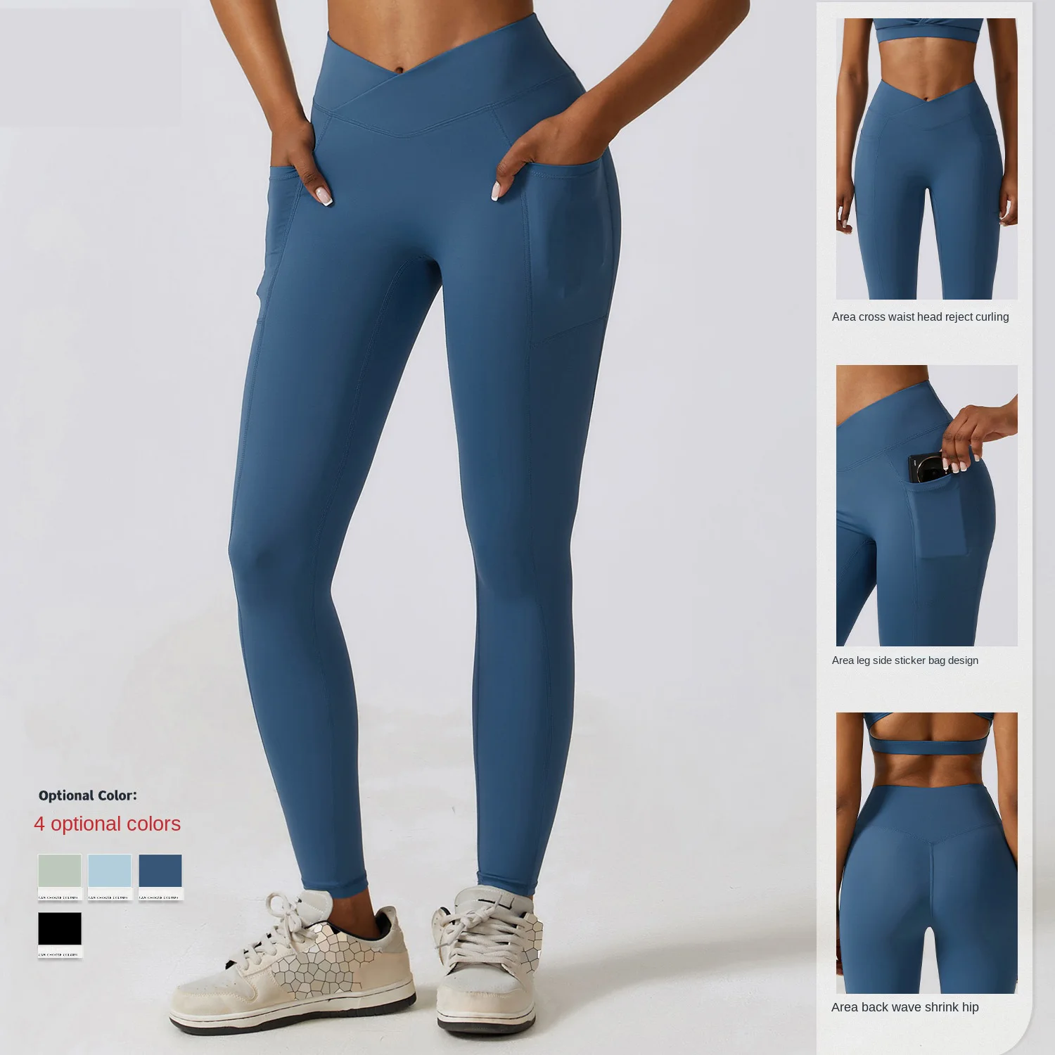 

Peach Lifting Fitness Pants Women's Quick-Drying Tight Running Sports Pants with Pockets Nude-Feel High-Waisted Yoga Leggings