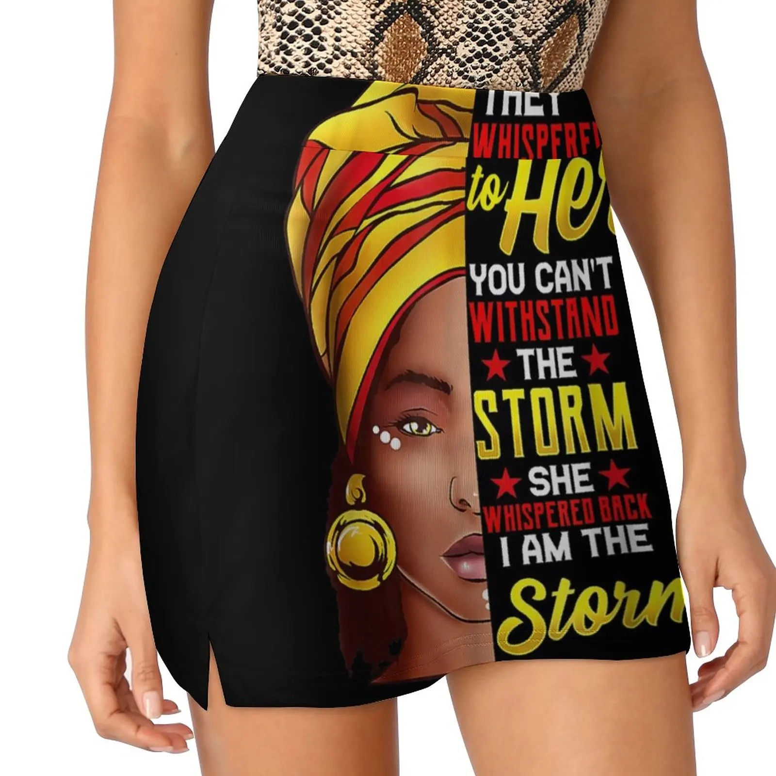 

Black History Month African Woman Afro I Am The Storm Light Proof Trouser Skirt Woman skirts skirts