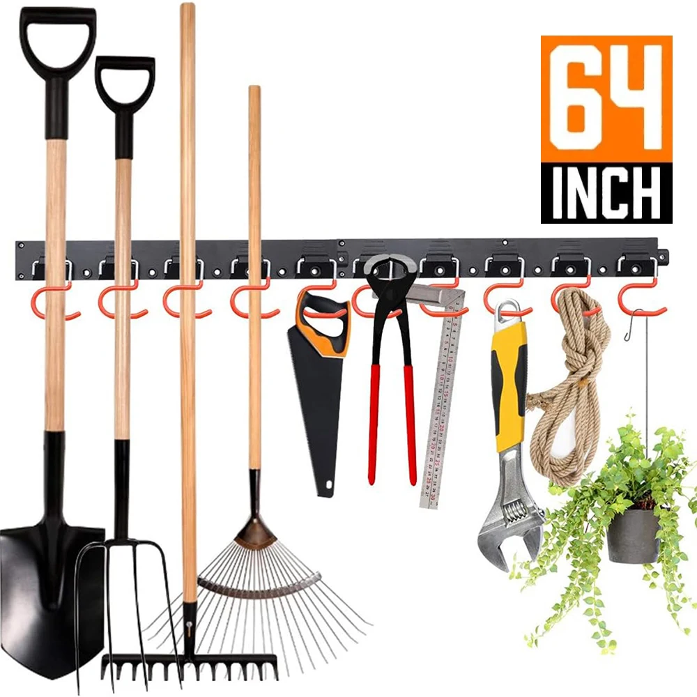 64 Inch Adjustable Tool Hanger Wall Holder for Garden Tools Garage Wall Mount Tool Organizer Rack Heavy Duty Shovel Hanger Hooks
64 Inch Adjustable Tool Hanger Wall Holder for Garden Tools Garage Wall Mount Tool Organizer Rack Heavy Duty Shovel Hanger Hooks