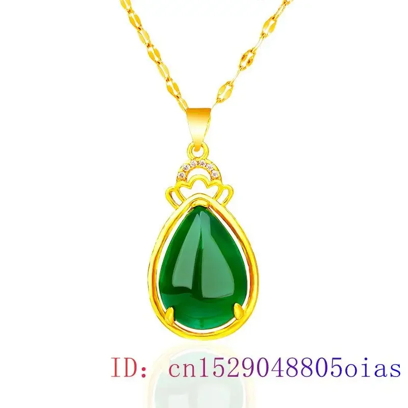 

Jade Water drop Pendant Amulet Hetian Fashion Chalcedony Natural Jewelry Women 925 Silver Gifts Necklace Charm Chinese