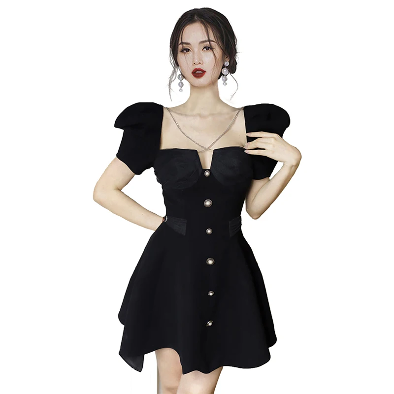 Designer Runway Vintage Puff Sleeve A-line Dress Summer Women Square Neck Cross Chain Pearl Single-Breasted Fashion Dress
Designer Runway Vintage Puff Sleeve A-line Dress Summer Women Square Neck Cross Chain Pearl Single-Breasted Fashion Dress
