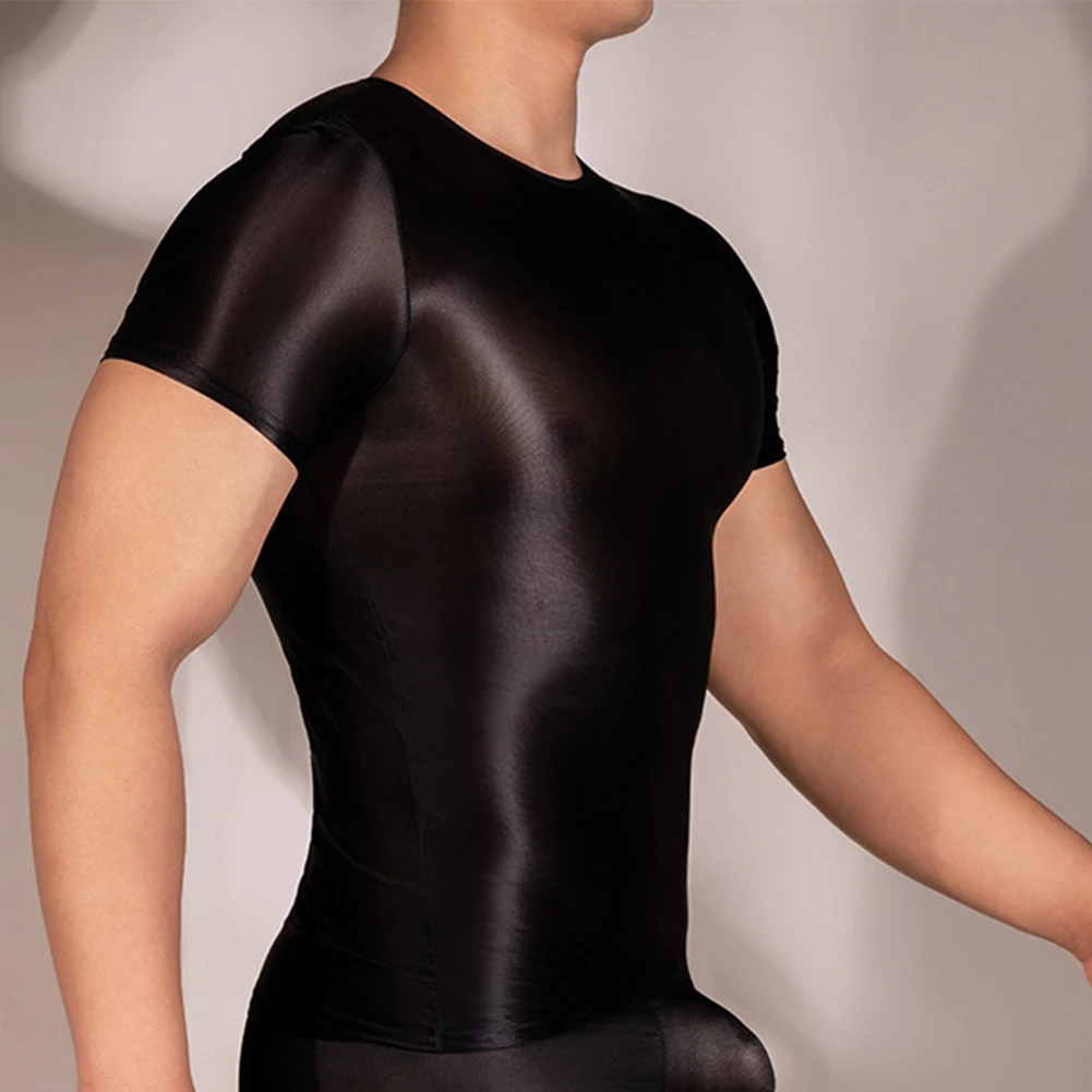 Men's Shiny Oil T-Shirt See Through Short Sleeve Tops Ultra Thin Nightwear Gay Sheer Clubwear O Neck Tee Party Nightclub Swimwea
Men's Shiny Oil T-Shirt See Through Short Sleeve Tops Ultra Thin Nightwear Gay Sheer Clubwear O Neck Tee Party Nightclub Swimwea