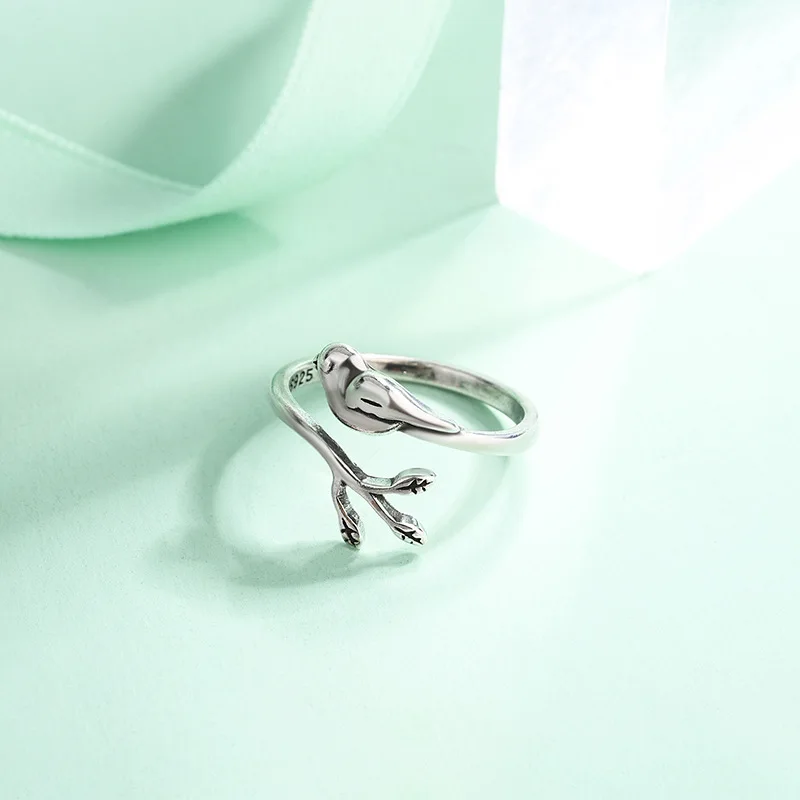 

925 Sterling Silver Bird Adjustable Rings For Women Gift Female Luxury Animal Jewelry Accessories Items With Free Shipping