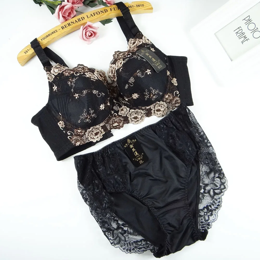 

Lace Bra Set New Plus Size Push Up Bras and Panty Set Underwire Lingerie Sets Sexy Underwear 34 36 38 40 42 44 46 48 C D E F G H