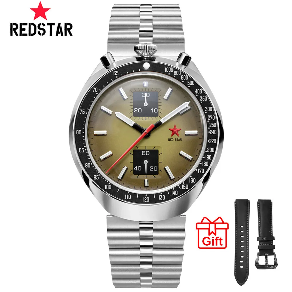 

RED STAR 1963 Mechanical Watch For Men ST1901 Movement Gooseneck 42mm Watches Male Waterproof Luminous Pilot Chronograph