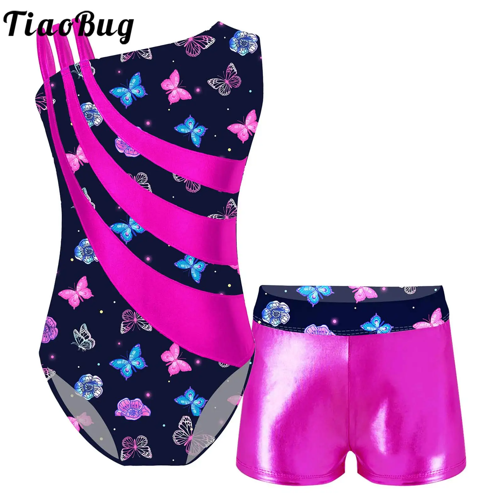 2PCS Kids Girls Dance Suits Printed Patchwork Fashion Asymmetrical Shoulder Straps Leotard with Shorts Performance Costumes
2PCS Kids Girls Dance Suits Printed Patchwork Fashion Asymmetrical Shoulder Straps Leotard with Shorts Performance Costumes