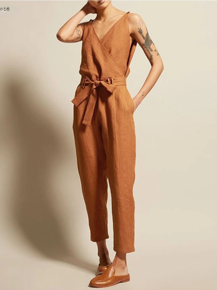 2023 Summer New Casual Fashion Ladies Workwear Jumpsuit V-neck Belt Women's Trousers Elegant Office Comfortable Simple Jumpsuit
2023 Summer New Casual Fashion Ladies Workwear Jumpsuit V-neck Belt Women's Trousers Elegant Office Comfortable Simple Jumpsuit