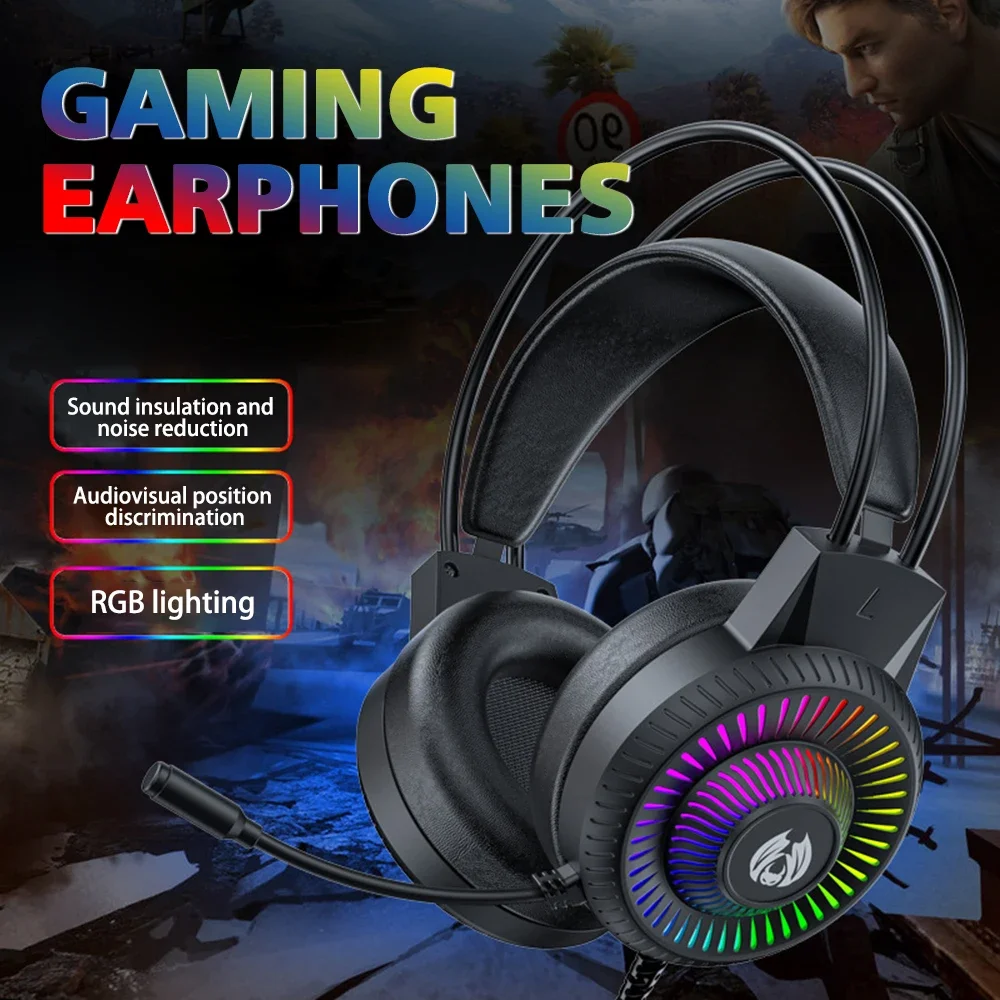 Gaming Earphones Headset Stereo Surround Bass Headset Computer Gaming Console with Microphone RGB Illuminated Headset DTS
Gaming Earphones Headset Stereo Surround Bass Headset Computer Gaming Console with Microphone RGB Illuminated Headset DTS
