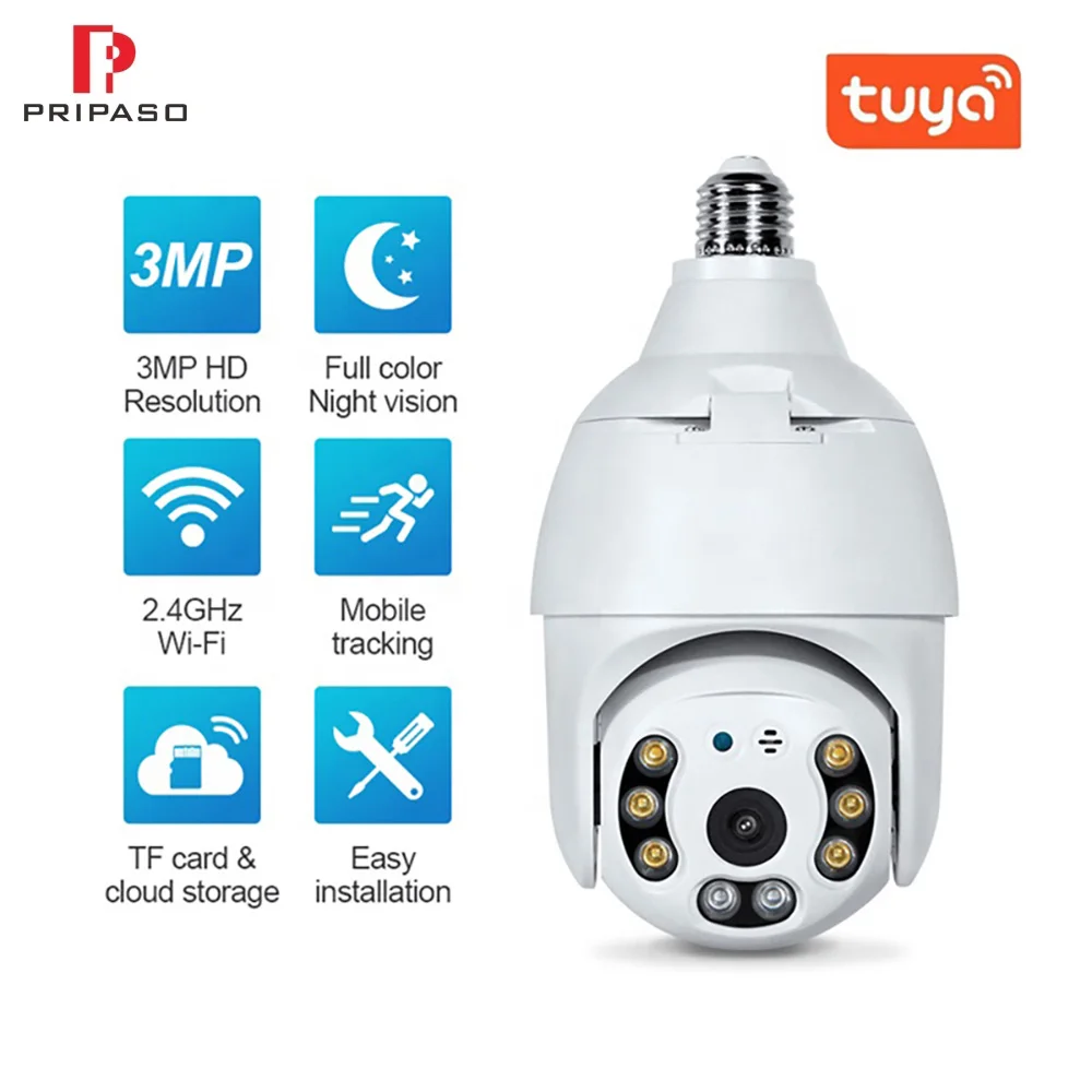 Tuya Bulb Lamp WiFI Camera 3MP Home Security Survillance Cam Two-way Audio Camera Motion Detection CCTV Wireless Camera
Tuya Bulb Lamp WiFI Camera 3MP Home Security Survillance Cam Two-way Audio Camera Motion Detection CCTV Wireless Camera