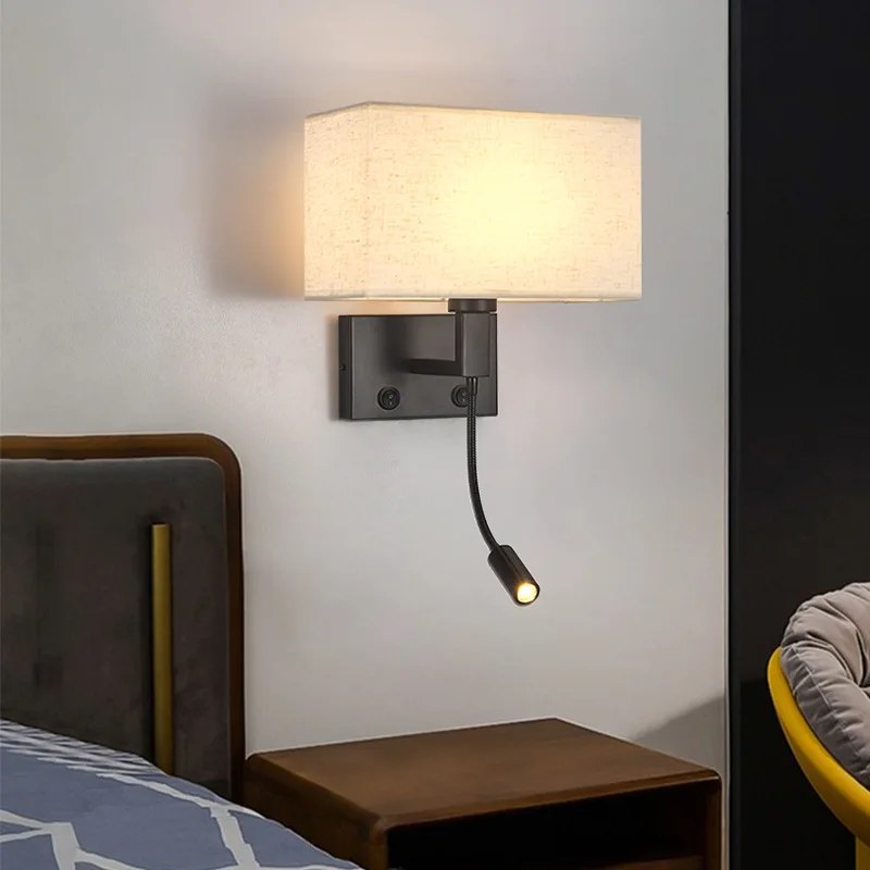 

Прикроватный тканевый настенный светильник для отеля, лампа для чтения, настенная лампа для спальни, кабинета, скандинавский декоративный светильник для дома, 12 Вт