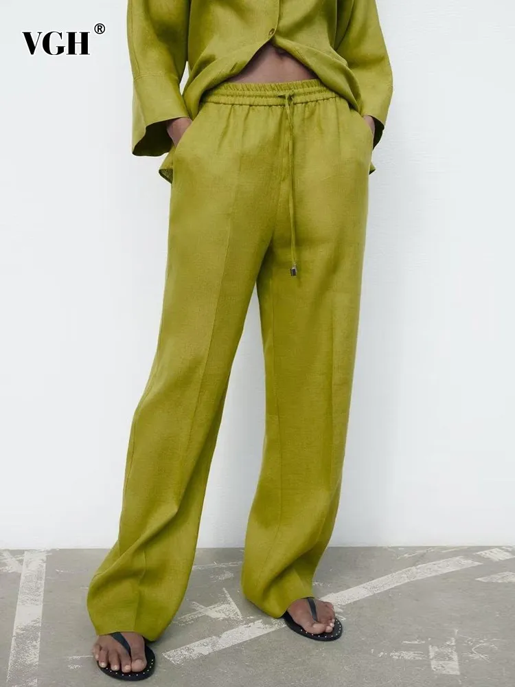 VGH Solid Patchwork Drawstring casual Long Trousers for women High Waist Spliced Pockets Loose Wide Leg Pants Female Fashion new
VGH Solid Patchwork Drawstring casual Long Trousers for women High Waist Spliced Pockets Loose Wide Leg Pants Female Fashion new