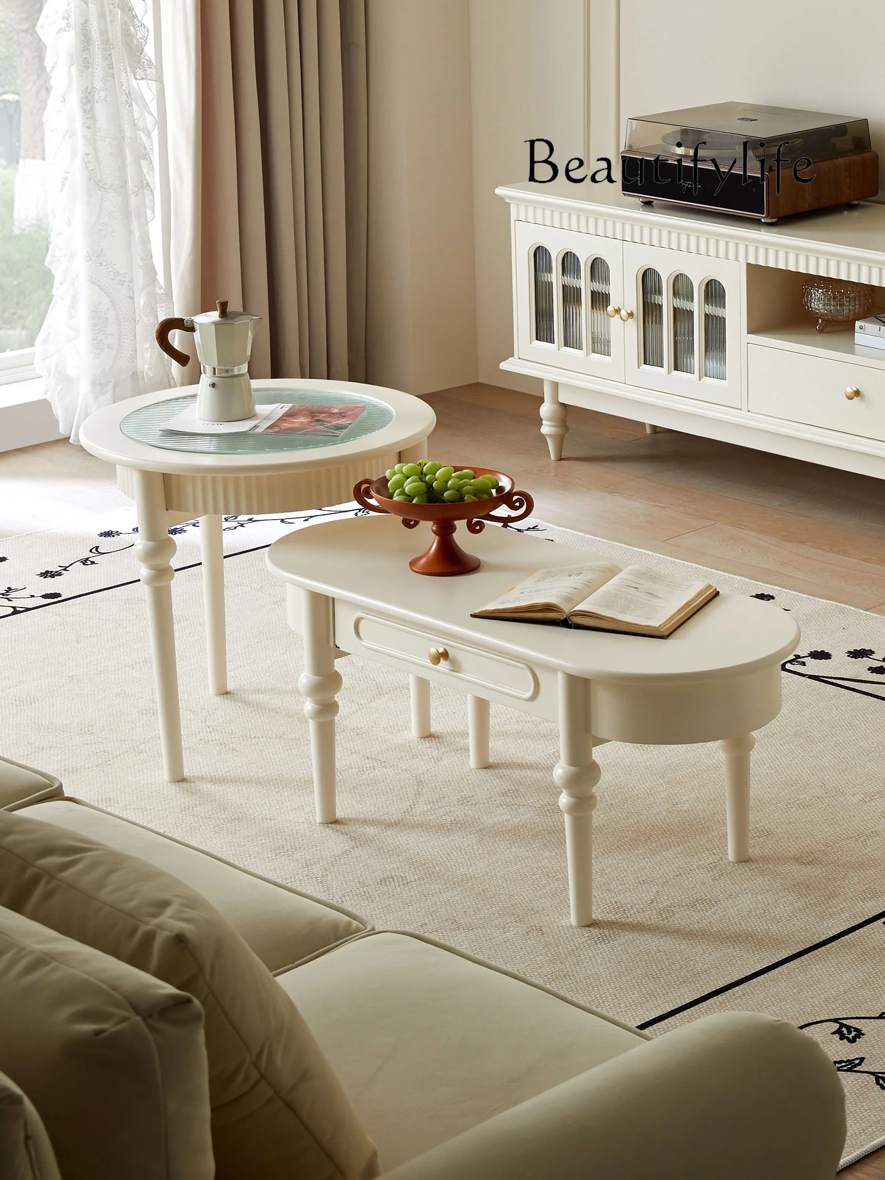 American Tea Table Combination Solid Wood Small Apartment Household Minimalist Creative Oval Living Room Tea Table
American Tea Table Combination Solid Wood Small Apartment Household Minimalist Creative Oval Living Room Tea Table