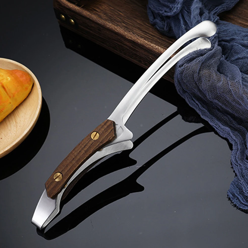 Generic Stainless Steel BBQ Tongs Food Clip with Wood Grip Portable