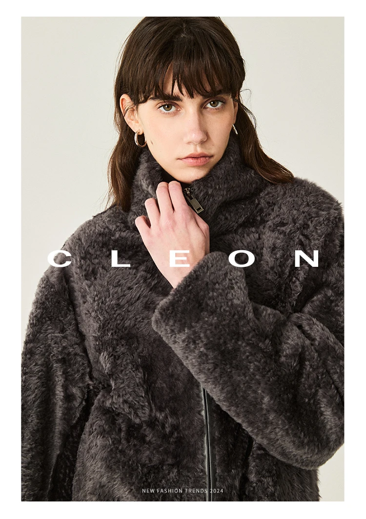 High-end Luxury Lacon Lamb Fur Cropped Winter Jackets for Women 2025 Simple Stand Collar Genuine Leather Real Fur Shearling Coat High-end Luxury Lacon Lamb Fur Cropped Winter Jackets for Women 2025 Simple Stand Collar Genuine Leather Real Fur Shearling Coat