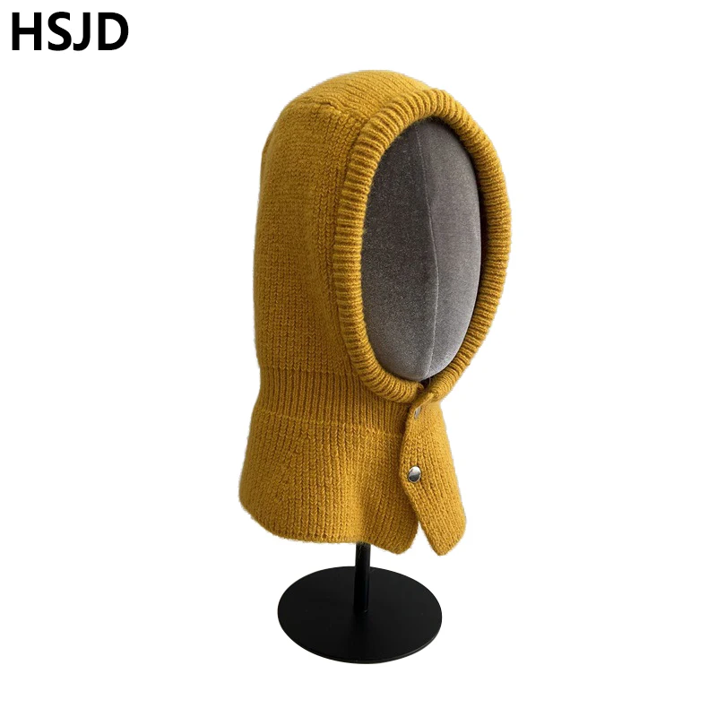 Winter Elastic Knitted Hats For Women Girls Thick Warm Hooded Scarf Hat Removable Button Solid Color Balaclava Knit Beanie Hat
Winter Elastic Knitted Hats For Women Girls Thick Warm Hooded Scarf Hat Removable Button Solid Color Balaclava Knit Beanie Hat