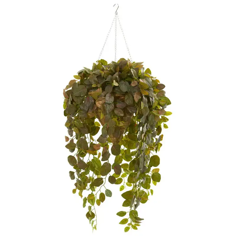 

Artificial Plant in Hanging Cone Basket (Real ), Burgundy
