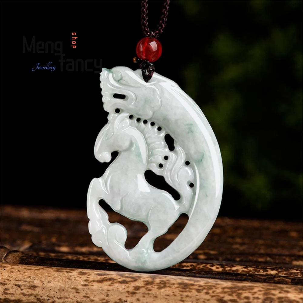 Natural Myanmar A-goods Jadeite Antique Zodiac Dragon Horse Spirit Pendant Simple Retro Exquisite Fashion Jewelry Holiday Gift
Natural Myanmar A-goods Jadeite Antique Zodiac Dragon Horse Spirit Pendant Simple Retro Exquisite Fashion Jewelry Holiday Gift