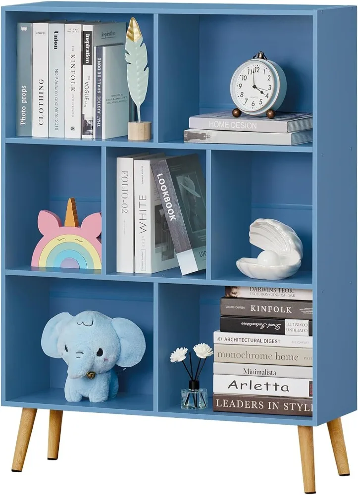 YAHARBO 7 Cube Bookshelf, Blue Kids Book Shelf with Cubby Storage,Wooden Modern Bookcase with Legs,3 Tier Freestanding Display 
YAHARBO 7 Cube Bookshelf, Blue Kids Book Shelf with Cubby Storage,Wooden Modern Bookcase with Legs,3 Tier Freestanding Display