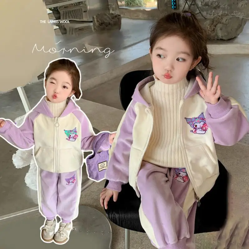 Sanrio Kuromi Anime Children Sports Set Autumn Winter Cartoon Cute Plush Coat Girl Pants Sports Two Piece Set Comfortable Casual
Sanrio Kuromi Anime Children Sports Set Autumn Winter Cartoon Cute Plush Coat Girl Pants Sports Two Piece Set Comfortable Casual