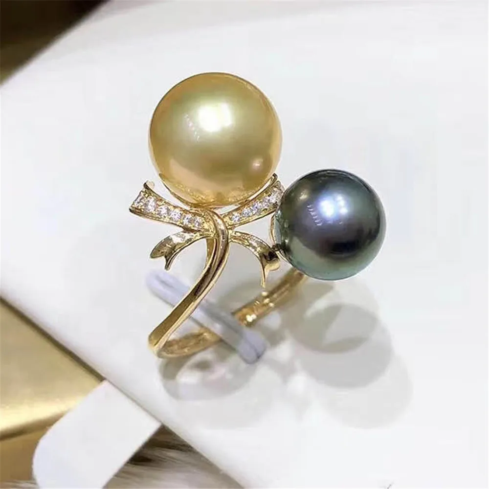 DIY pearl accessories S925 sterling silver pearl ring with empty double bead ring holder and 8-11mm beads 
DIY pearl accessories S925 sterling silver pearl ring with empty double bead ring holder and 8-11mm beads